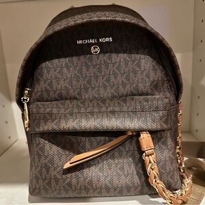 Michael Kors Dark Brown Logo Backpack
